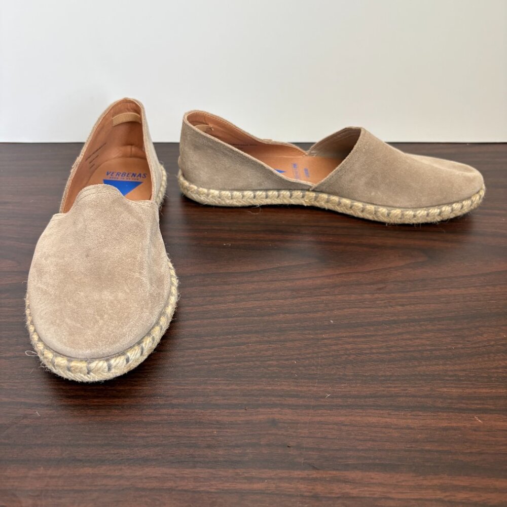 Verbenas Women's Carmen Espadrille Taupe Tan Suede D'Orsay Flat Shoes Size 39